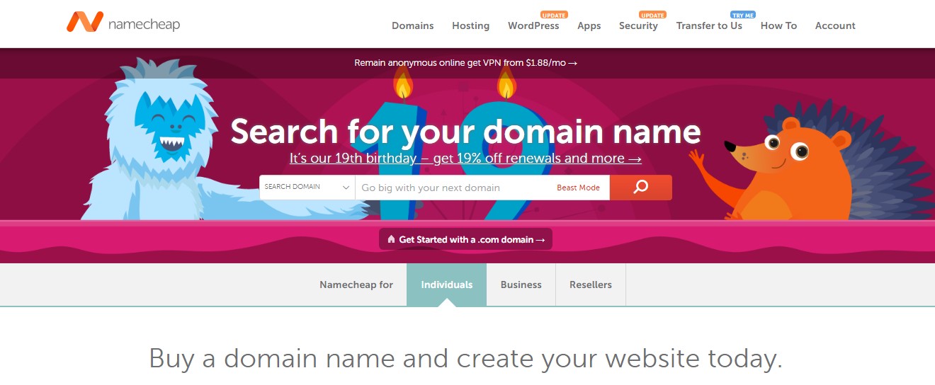 namecheap web hosting