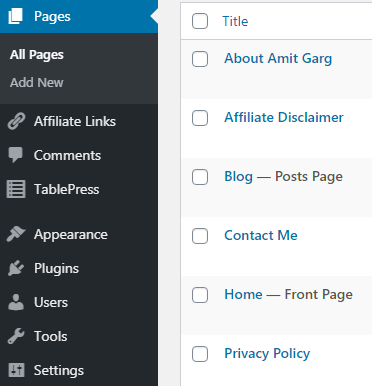 pages after static page linking
