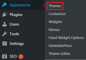 wordpress appearance themes menu