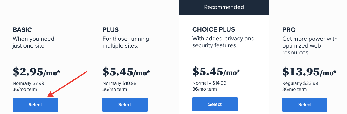 bluehost plans pricing