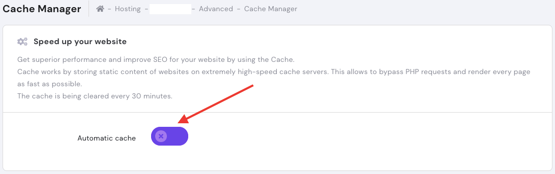 hostinger cache manager