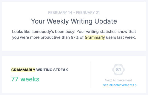 grammarly weekly writing update