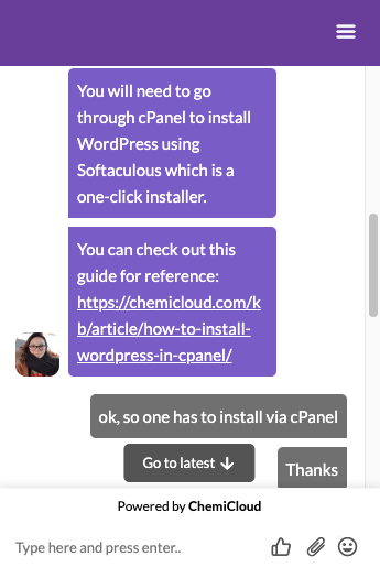 chemicloud chat support