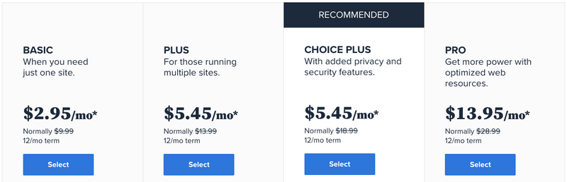 bluehost pricing plans