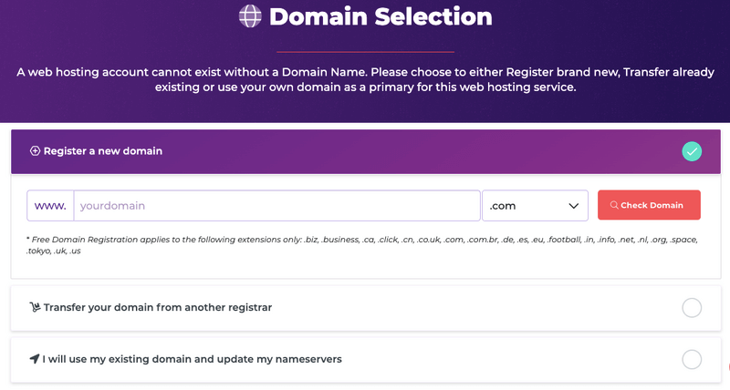 hostarmada domain selection