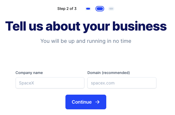 jarvis ai signup business details