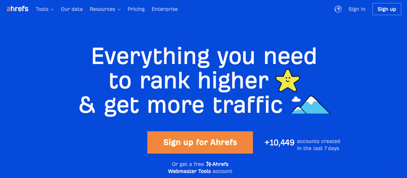 ahrefs home page