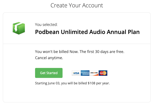 podbean unlimited hosting cost