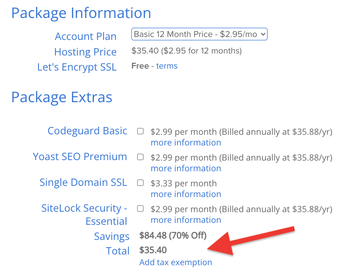 bluehost basic 12 month cost