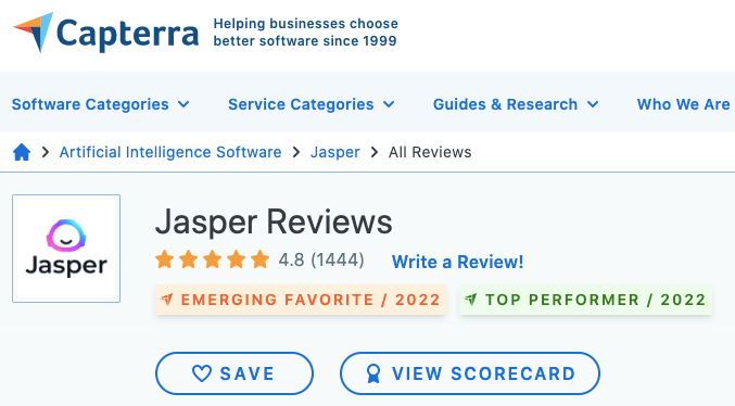 jasper capterra reviews