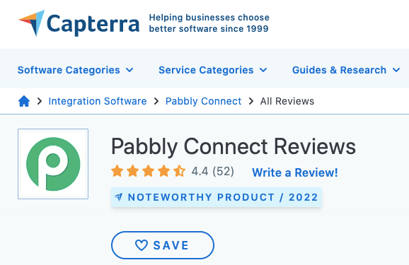 pabbly connect capterra ratings