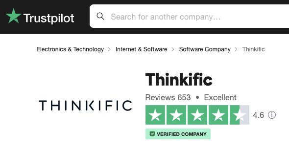 thinkific trustpilot ratings