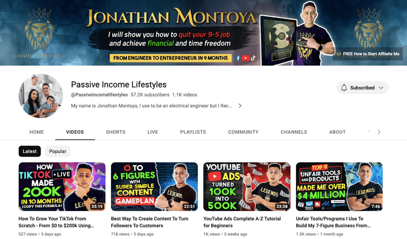 jonathan montoya youtube channel