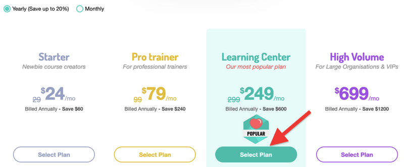learnworlds annual pricing plans