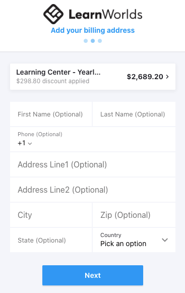 learnworlds billing details