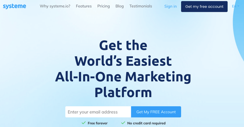 systeme io landing page