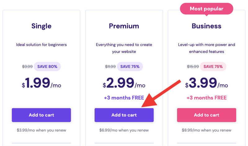 hostinger premium plan pricing