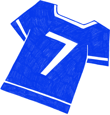 blue sports tshirt with the number